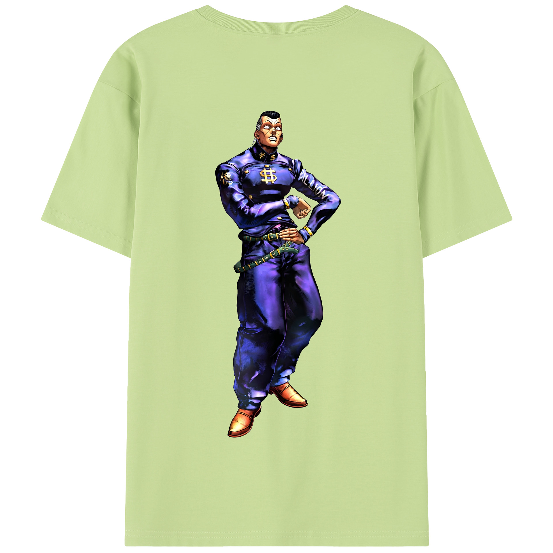 （画像用） ジョジョの奇妙な冒険 虹村億泰 にじむら おくやす JoJo's Bizarre Adventure Nijimura Okuyasu 綿100％半袖Tシャツ（背面プリント）